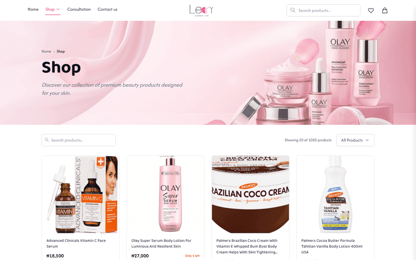 Leksy Cosmetics — E-Commerce